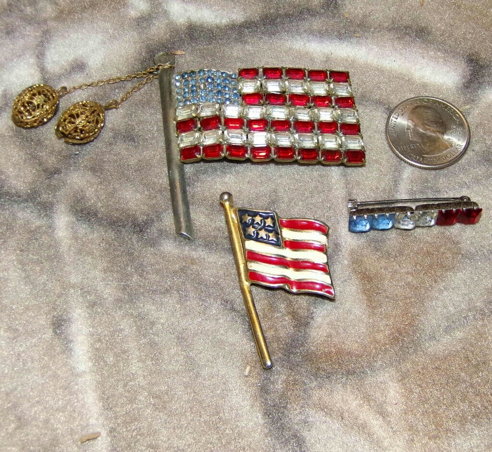 Vtg WW2 Flag sweetheart pins brooch Victory